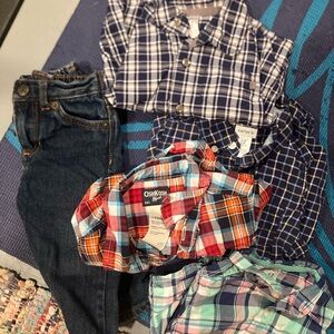 12 month boys bundle - OshKosh B'gosh Kids, Carter’s, and Cherokee jeans